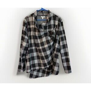 Maurices Black Gray Check Poncho Sweater Size 4X Plus Buckle